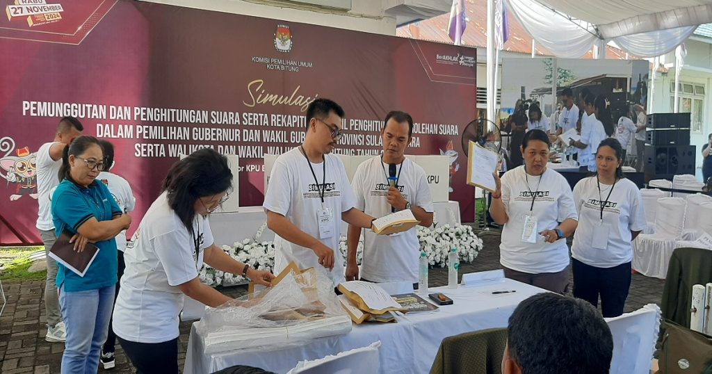 Libatkan PPK, Pegawai Sekretariat Dan Wartawan, KPU Kota Bitung Gelar Simulasi Pilkada