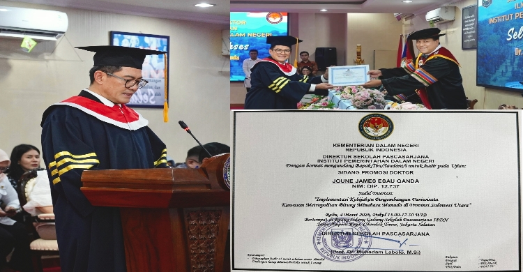 Bupati Minut Joune J.E Ganda Berhasil Raih Gelar Doktor Ilmu Pemerintahan Dalam Negeri
