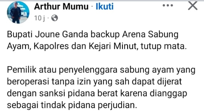Di Medsos Bupati Minut Dr. joune Ganda Di Tampar Tuduhan Tak Jelas, Aktivis Minut Desak Pemkab&hellip;